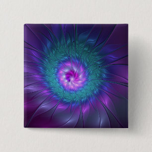 Abstract Floral Beauty Colourful Fractal Art Flowe 15 Cm Square Badge