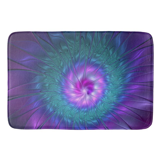 Abstract Floral Beauty Colourful Fractal Art Flowe Bath Mat (Front)