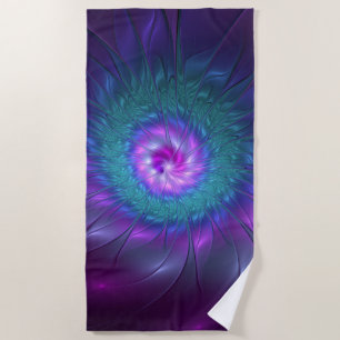 Abstract Floral Beauty Colourful Fractal Art Flowe Beach Towel