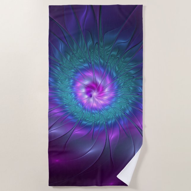 Abstract Floral Beauty Colourful Fractal Art Flowe Beach Towel (Front)