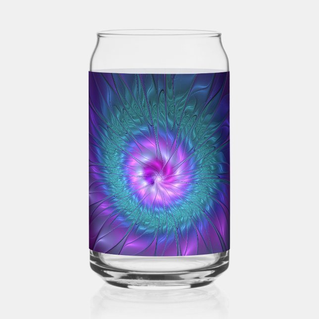 Abstract Floral Beauty Colourful Fractal Art Flowe Can Glass (Front)