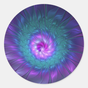 Abstract Floral Beauty Colourful Fractal Art Flowe Classic Round Sticker