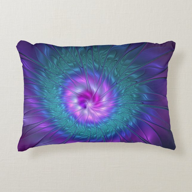 Abstract Floral Beauty Colourful Fractal Art Flowe Decorative Cushion (Front)