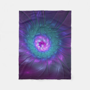 Abstract Floral Beauty Colourful Fractal Art Flowe Fleece Blanket