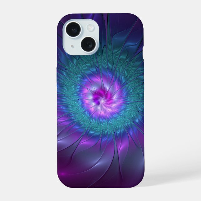 Abstract Floral Beauty Colourful Fractal Art Flowe iPhone 15 Case (Back)