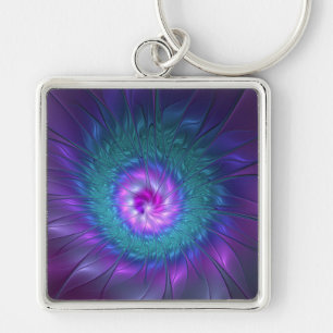 Abstract Floral Beauty Colourful Fractal Art Flowe Key Ring