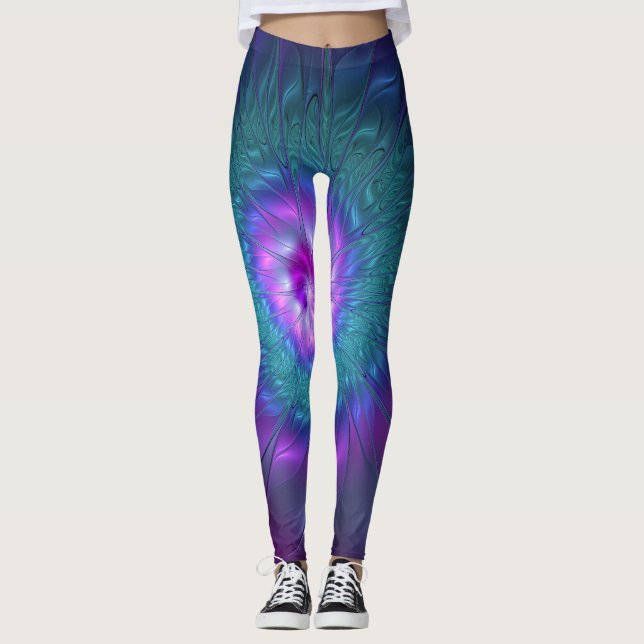 Abstract Floral Beauty Colourful Fractal Art Flowe Leggings (Front)