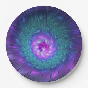Abstract Floral Beauty Colourful Fractal Art Flowe Paper Plate