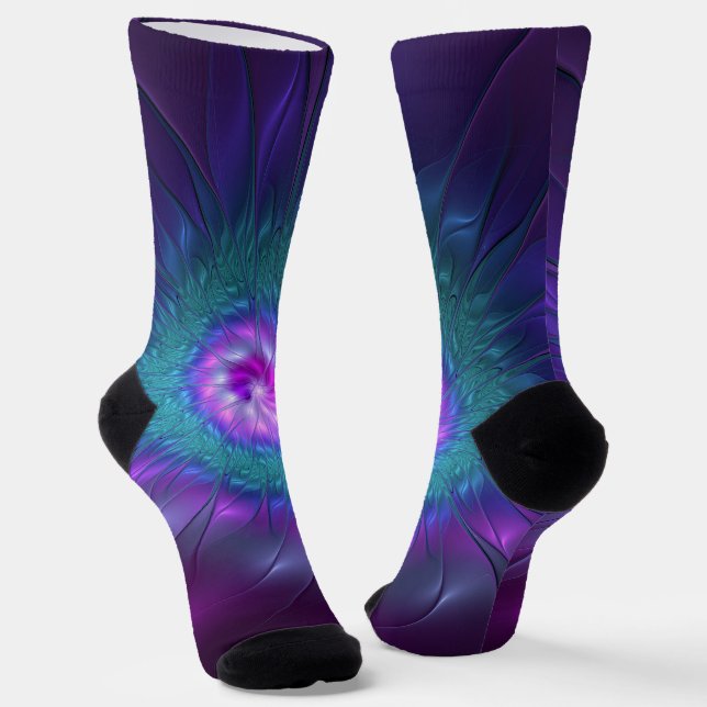 Abstract Floral Beauty Colourful Fractal Art Flowe Socks (Angled)
