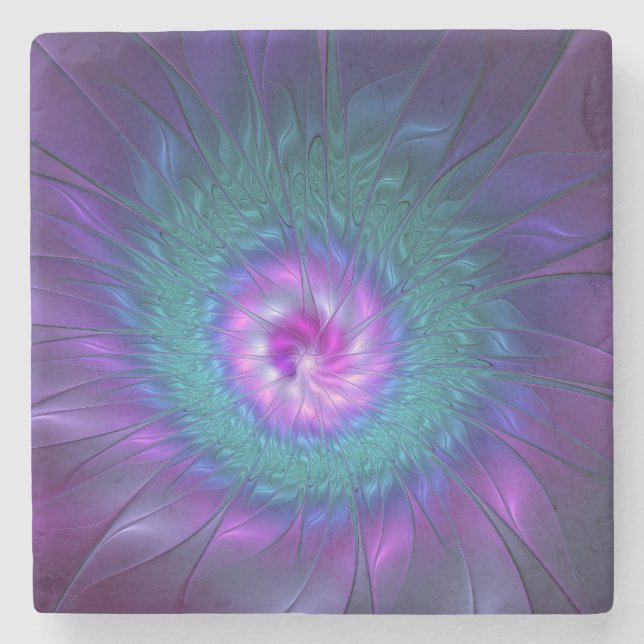 Abstract Floral Beauty Colourful Fractal Art Flowe Stone Coaster (Front)