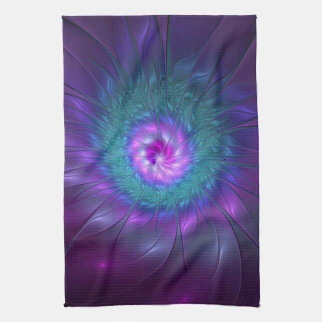 Abstract Floral Beauty Colourful Fractal Art Flowe Tea Towel (Vertical)
