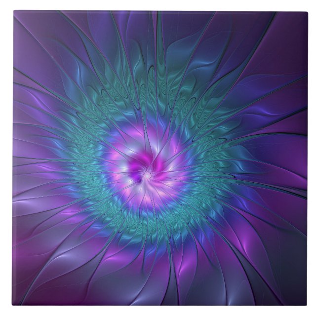 Abstract Floral Beauty Colourful Fractal Art Flowe Tile (Front)