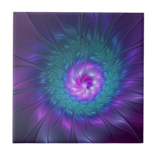 Abstract Floral Beauty Colourful Fractal Art Flowe Tile