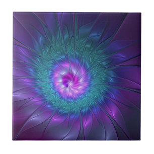 Abstract Floral Beauty Colourful Fractal Art Flowe Tile