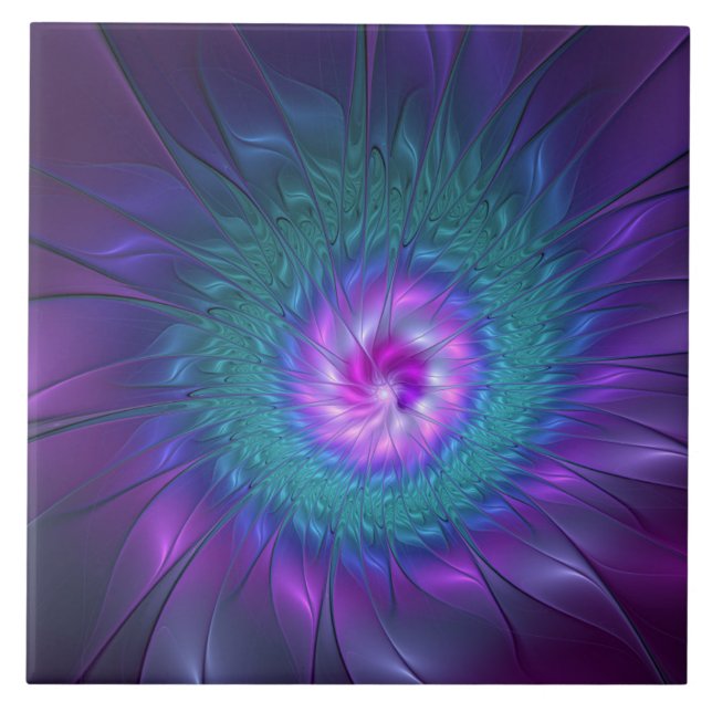 Abstract Floral Beauty Colourful Fractal Art Flowe Tile (Front)
