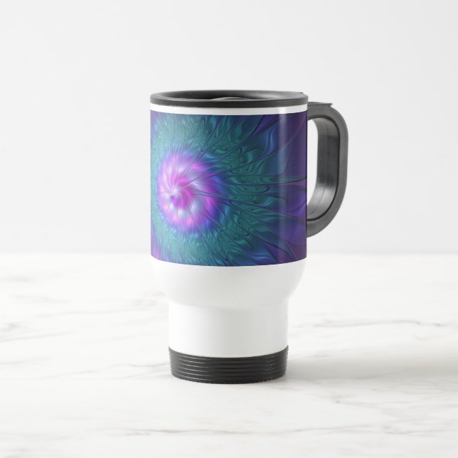 Abstract Floral Beauty Colourful Fractal Art Flowe Travel Mug (Front Right)