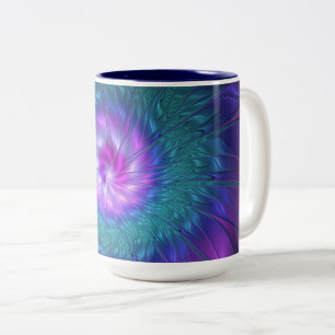 Abstract Floral Beauty Colourful Fractal Art Flowe Two-Tone Coffee Mug