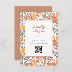Abstract Floral & Birds Mid Century Modern Wedding Enclosure Card