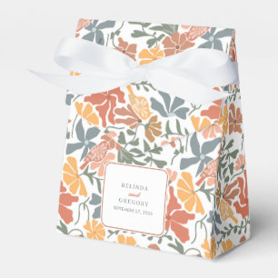 Abstract Floral & Birds Mid Century Modern Wedding Favour Box