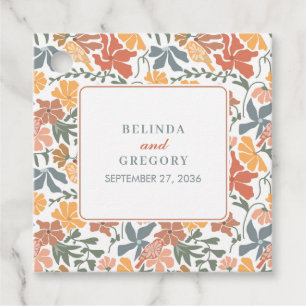 Abstract Floral & Birds Mid Century Modern Wedding Favour Tags