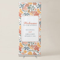 Abstract Floral Birds Mid Century Wedding Welcome