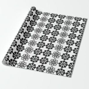 Abstract Floral Black and White Pattern Wrapping Paper