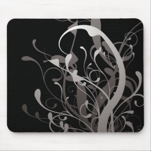 abstract floral black mouse mat