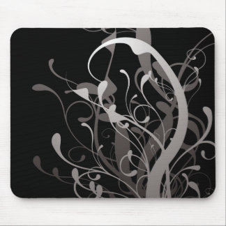 abstract floral black mouse mat