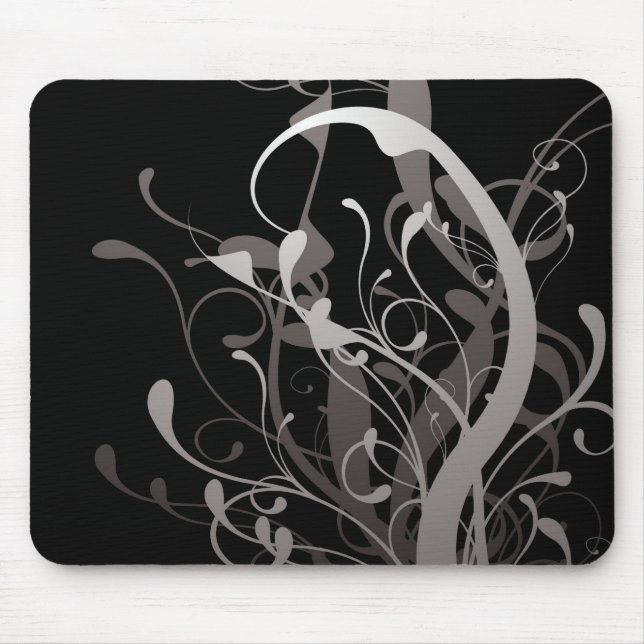abstract floral black mouse mat (Front)