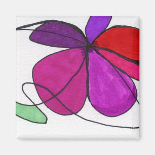 Abstract floral bloom in reds violets green magnet