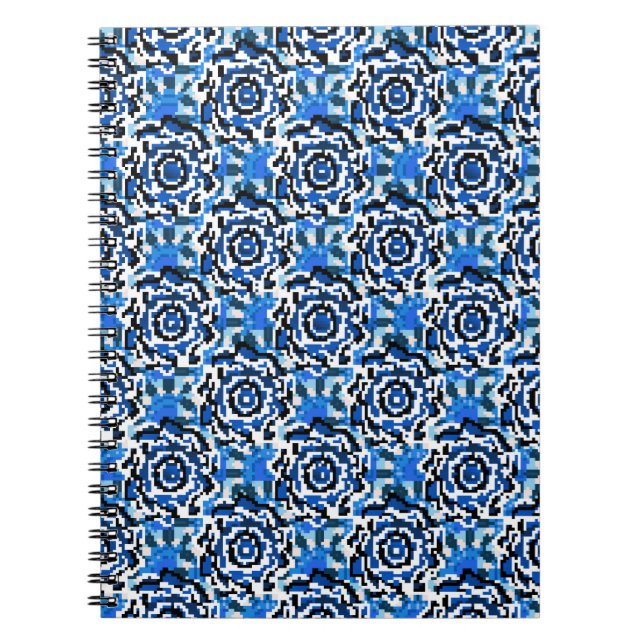 Abstract floral,  blue,  black and beige fashion t notebook (Front)