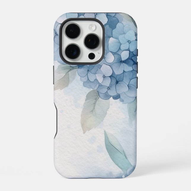 Abstract Floral Blue Hydrangea Flower iPhone Case (Back)