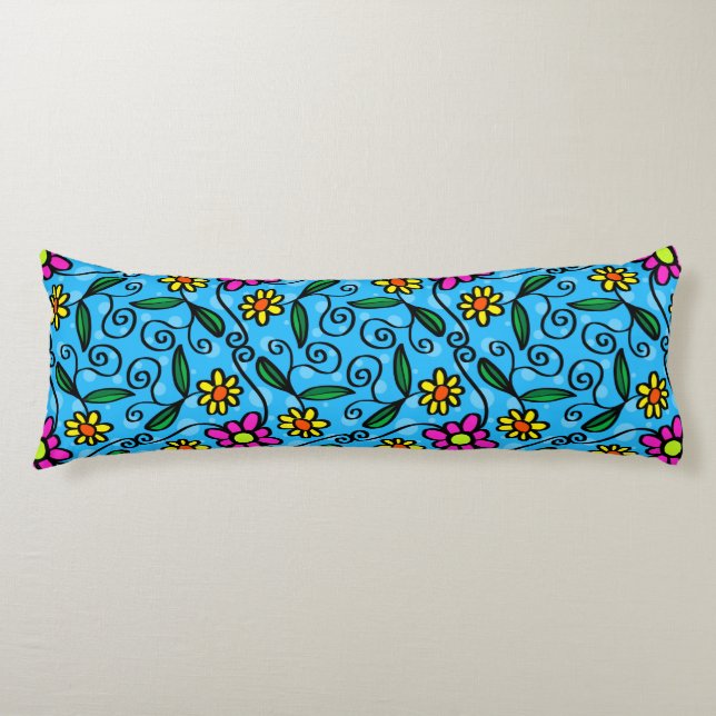 Abstract Floral Body Pillow (Front)