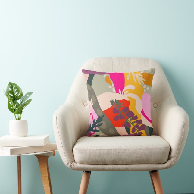 Abstract Floral Bold Colour Block Fun Summer  Cushion (Chair)