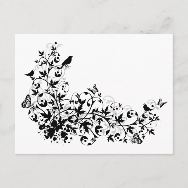 abstract floral border postcard (Front)