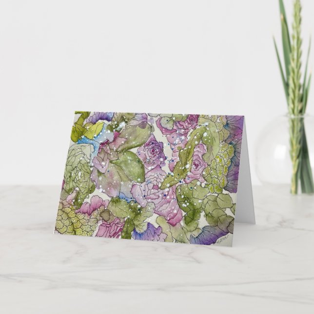 Abstract Floral Bouquet, 7x5 Folded Greeting Card (Front)