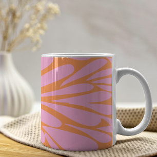 Abstract floral burst pattern pastel orange & pink coffee mug