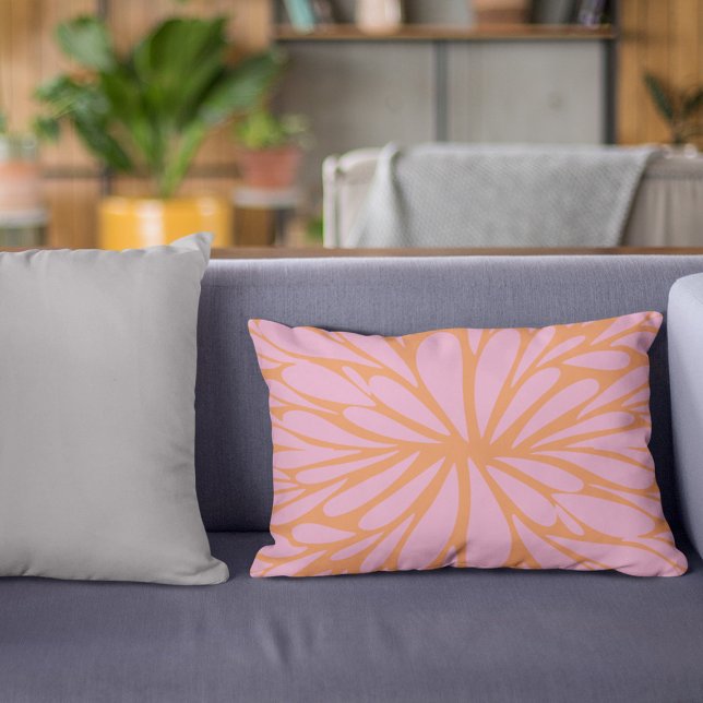 Abstract floral burst pattern pastel orange & pink decorative cushion (Creator Uploaded)