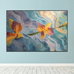 Abstract Floral Canvas Artwork – Elegant Flower Wa Print