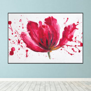 Abstract Floral Canvas Artwork – Vibrant Flower Wa Print