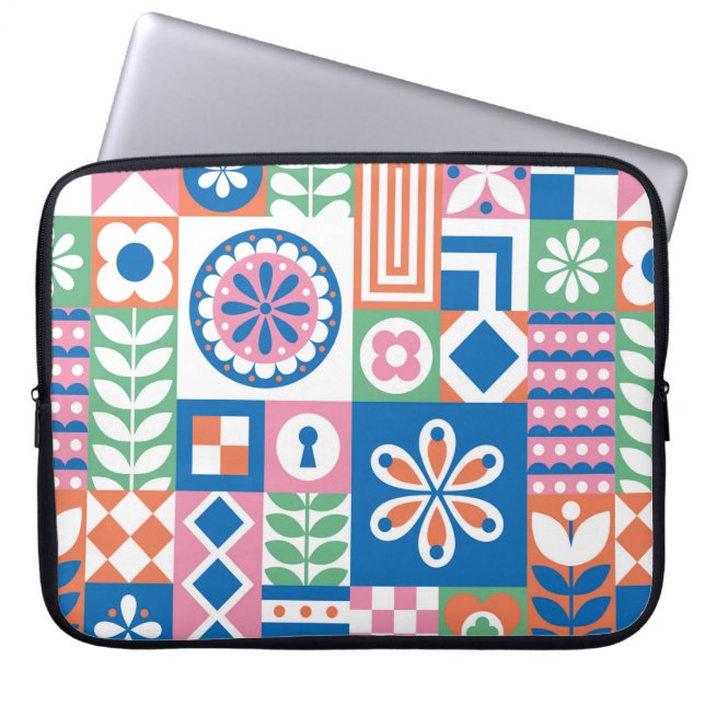 Abstract floral card. Seamless folklore pattern. S Laptop Sleeve (Front)