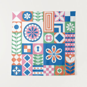 Abstract floral card. Seamless folklore pattern. S Tapestry