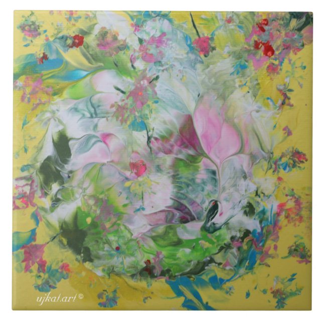 Abstract Floral Ceramic Tile (Front)