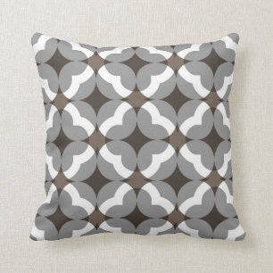 Abstract Floral Clover Pattern in Taupe and Grey Cushion