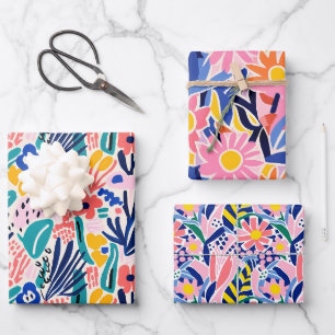 Abstract Floral Colourful Bright Wrapping Paper Sheet
