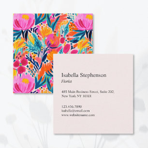 Abstract Floral Colourful Pattern Modern Square Business Card
