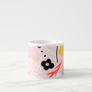 Abstract Floral: Creative Vintage Design. Espresso Cup