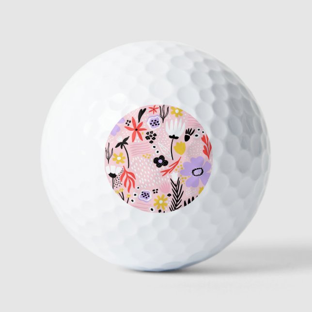 Abstract Floral: Creative Vintage Design. Golf Balls (Front)