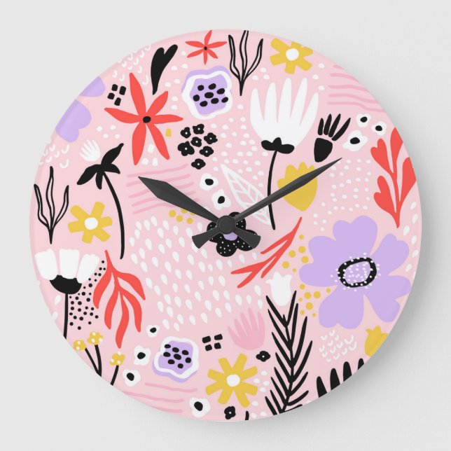 Abstract Floral: Creative Vintage Design. Large Clock (Front)