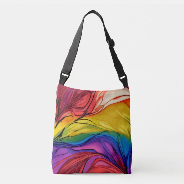 Abstract Floral Crossbody Tote Bag (Front)